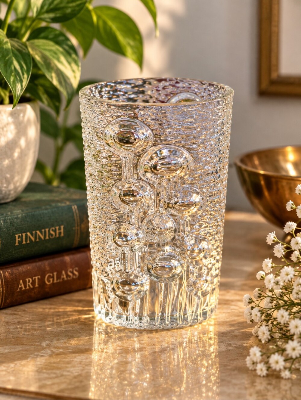 Vintage Oiva Toikka Fungi Jellyfish Glass Vase Nuutajärvi Iittala Finland MCM